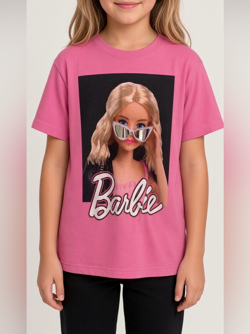Barbie x Cotton On Kids Collaboration Pink Graphic Tee with Logo - size 8